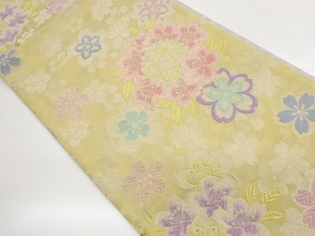 JAPANESE KIMONO / CHERRY BLOSSOM PATTERN WOVEN FUKURO OBI